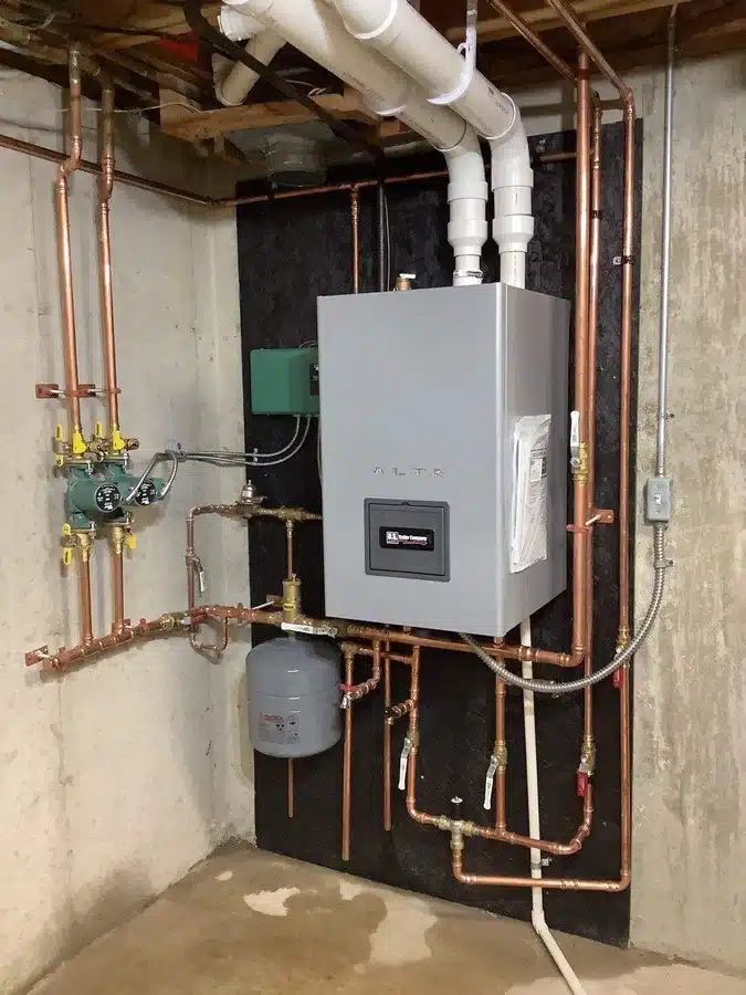 Combi boiler in residential home in Ann Arbor, MI.