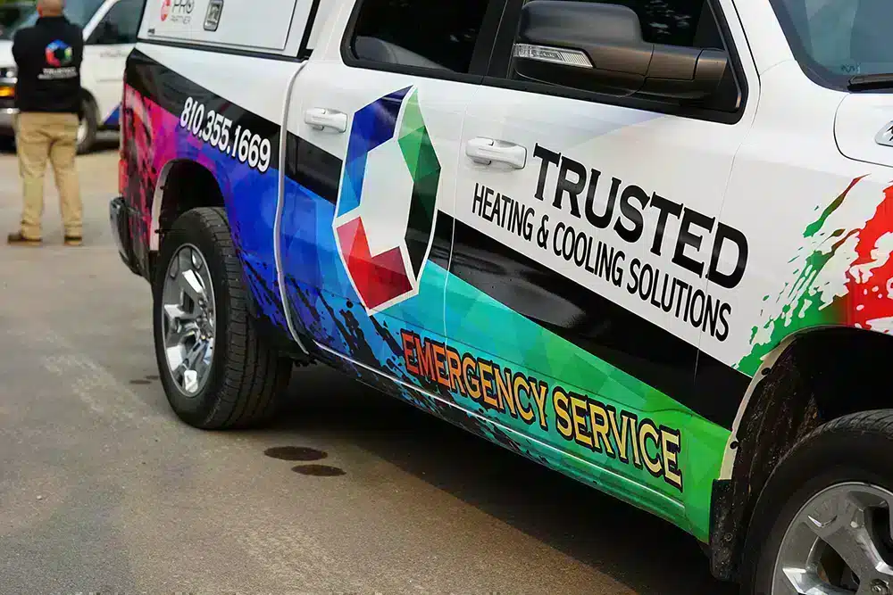 Trusted Heating & Cooling Solutions service truck in Ann Arbor, MI.